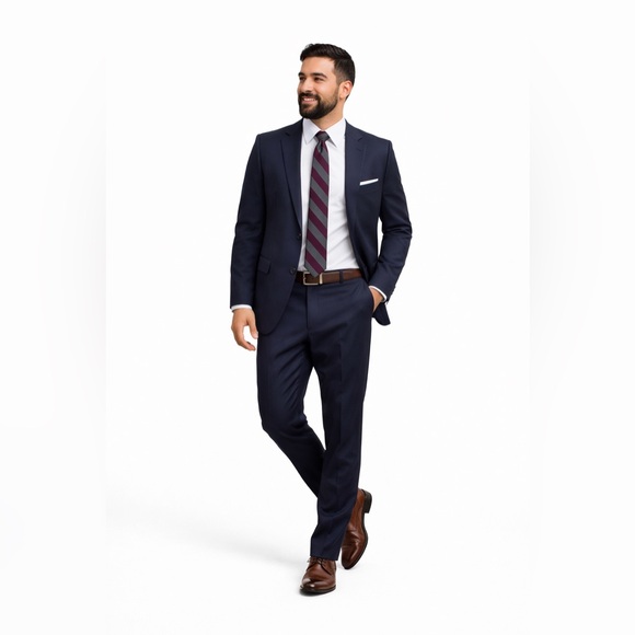 NEW! Roundtree & Yorke Burgundy and Gray Striped Tie - Picture 3 of 5